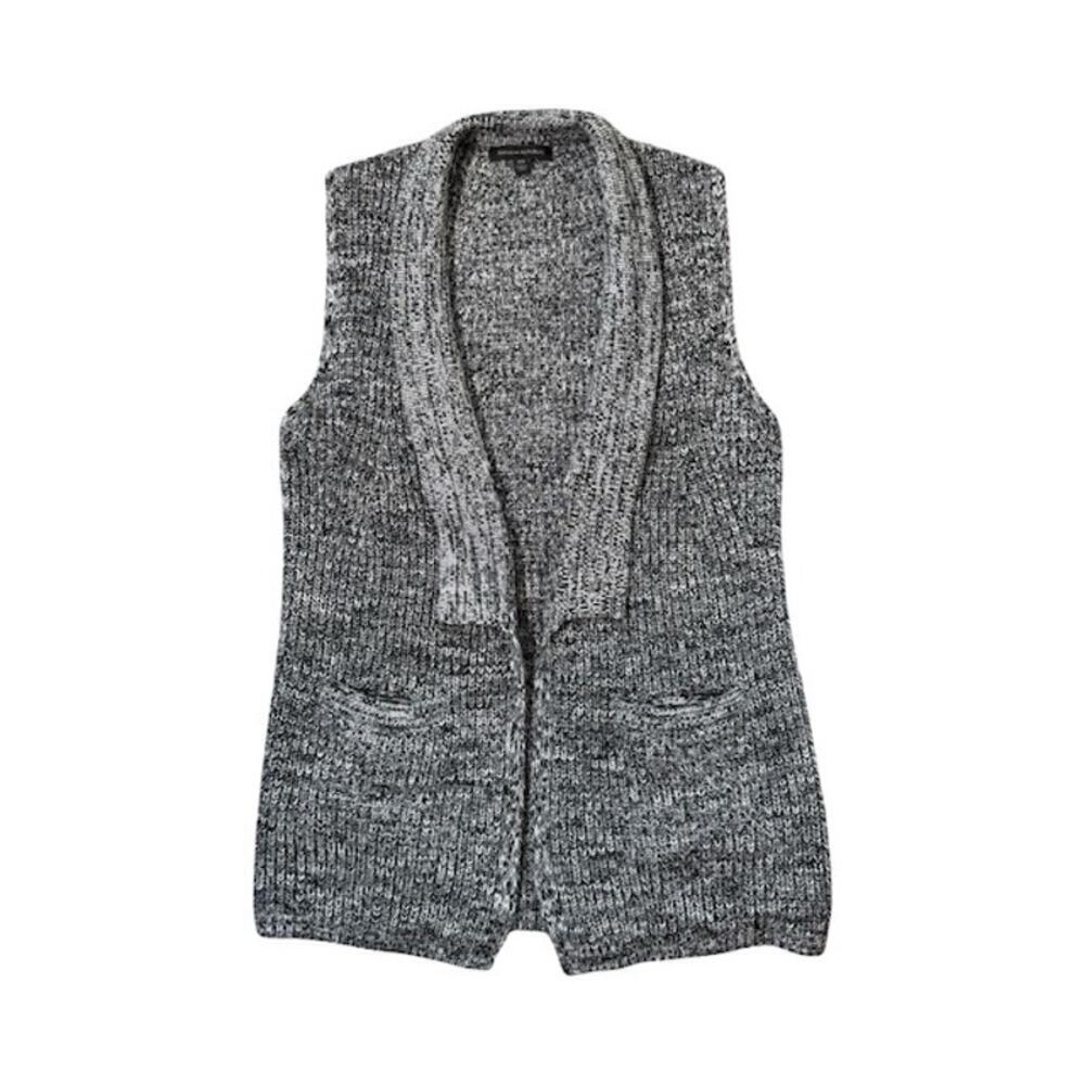 Banana Republic Womens Sleeveless Cardigan Sweater Open Front Knit Black Size XS